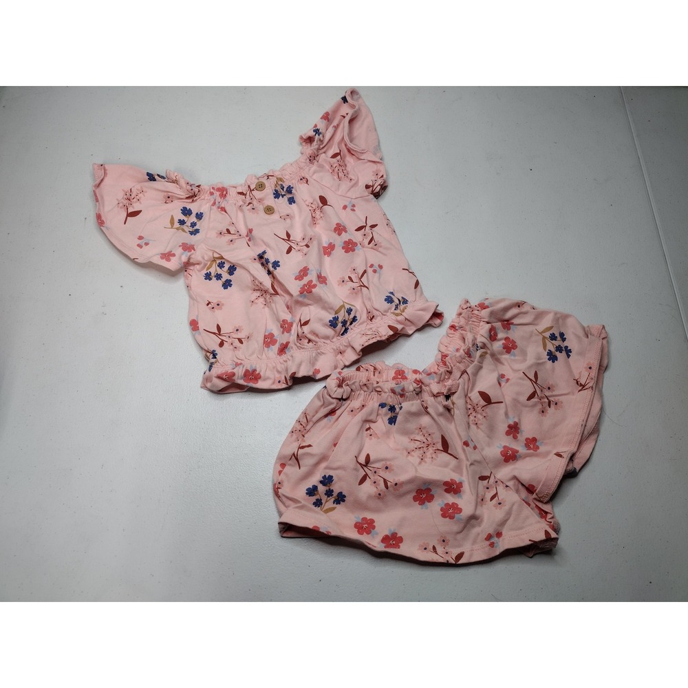 Kids Headquarters Pink Floral 2 Piece Set Top and Shorts Girls Size 6 Boho